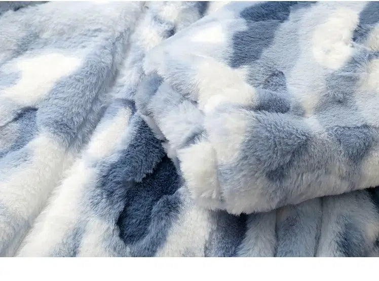 Tie-dye Gradient Color Faux Rabbit Fur Coat