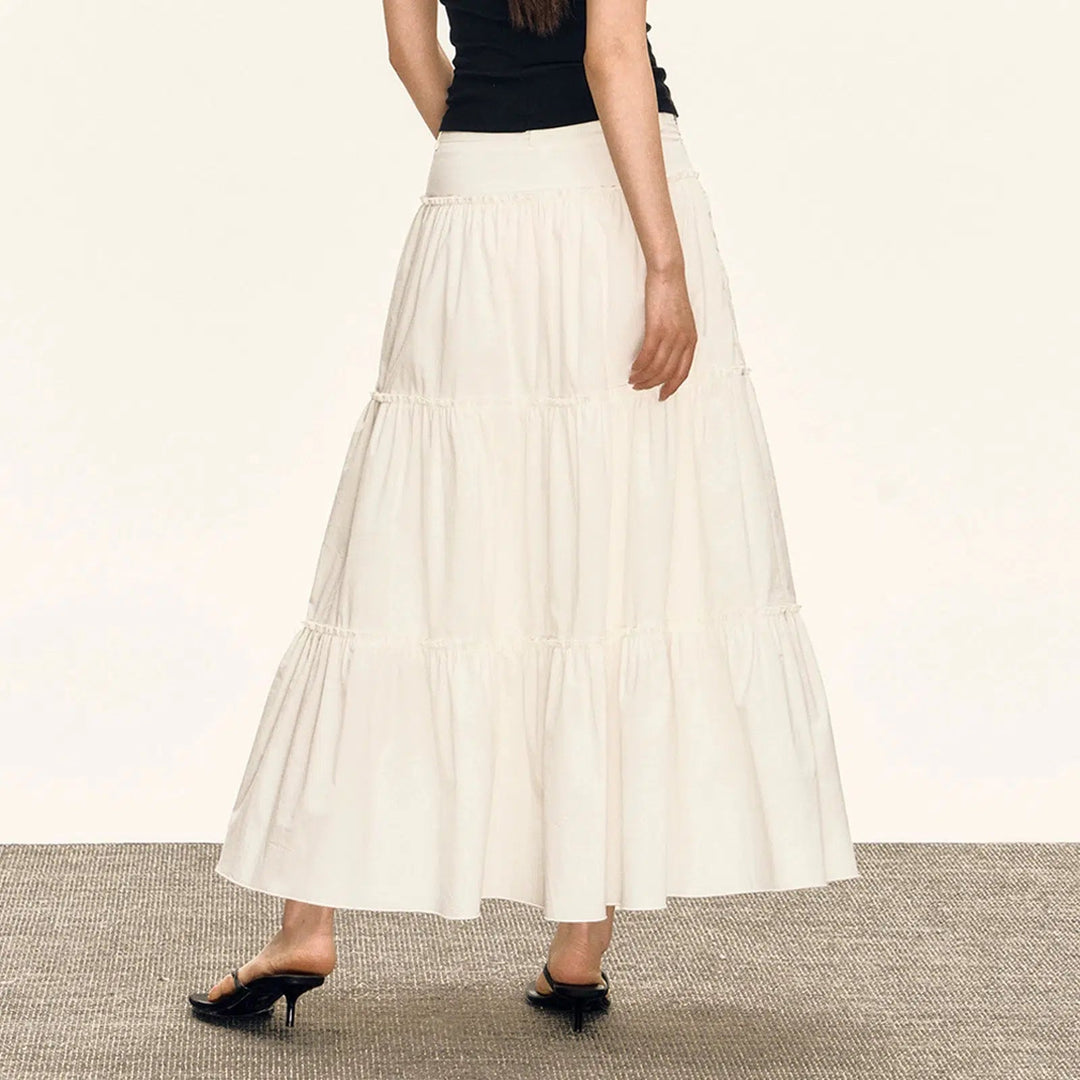 Tiered Maxi Skirt with Elastic Waistband