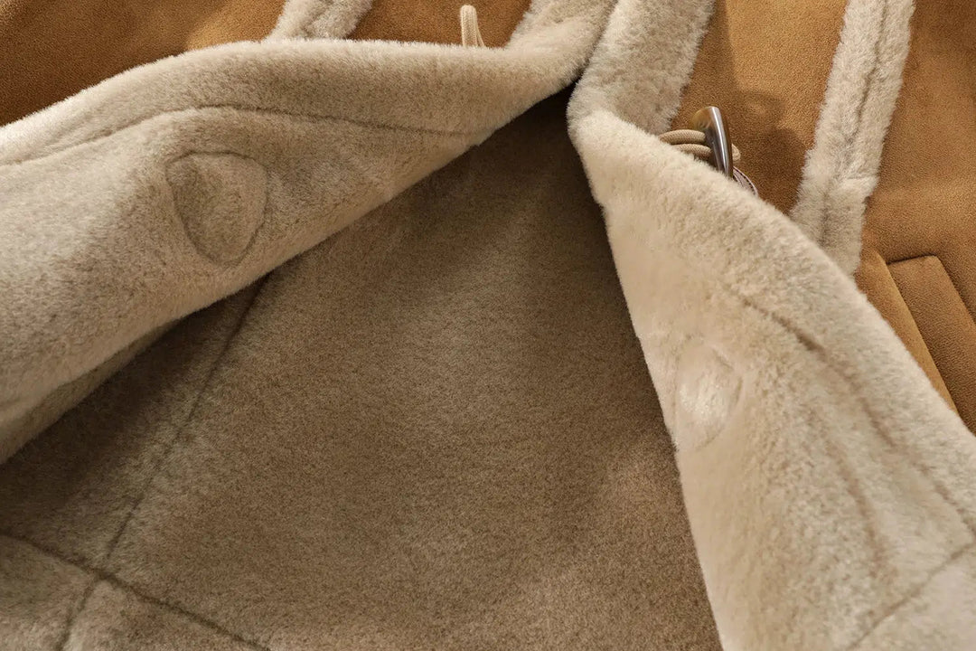 Toggle Front Shearling Coat