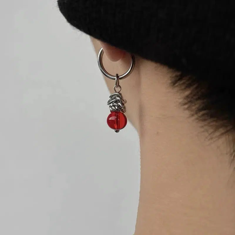 Trendy Hoop Earrings with Bead Pendant