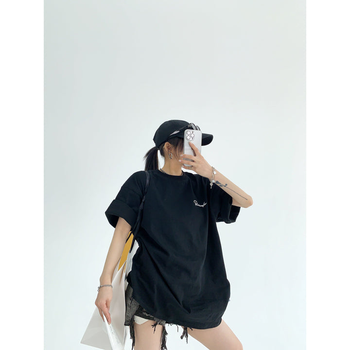 Patch Embroidery Oversized Graphic Top