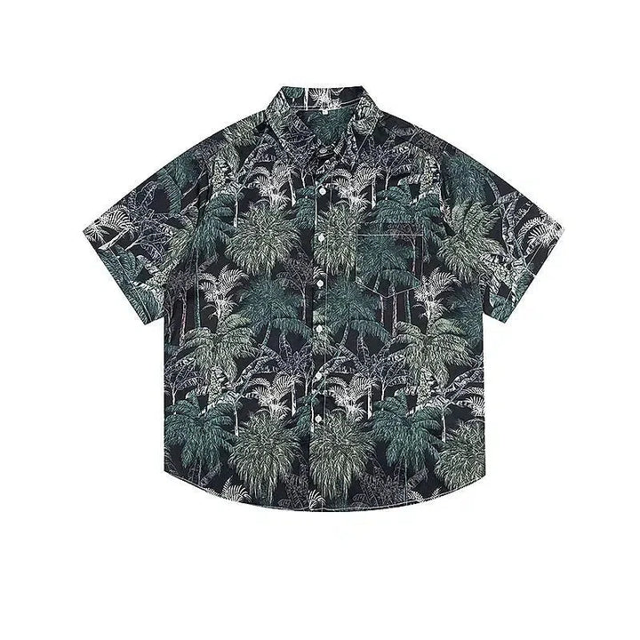 Tropical Palm Print Short Sleeve Shirt