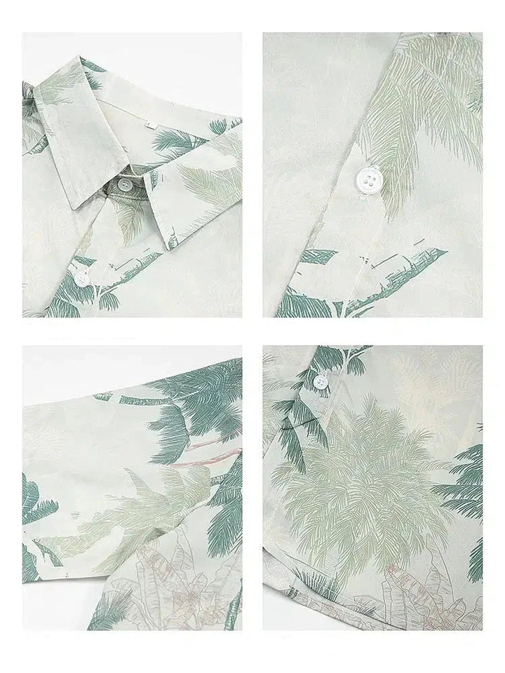 Tropical Palm Print Short Sleeve Shirt