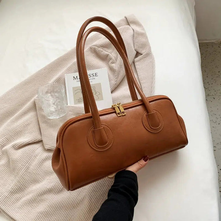 Twin Handles Leather Shoulder Bag