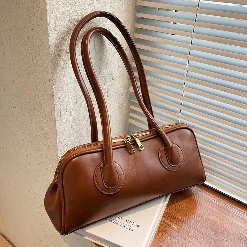 Twin Handles Leather Shoulder Bag