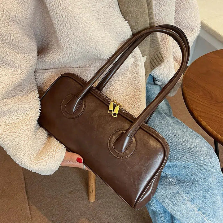 Twin Handles Leather Shoulder Bag