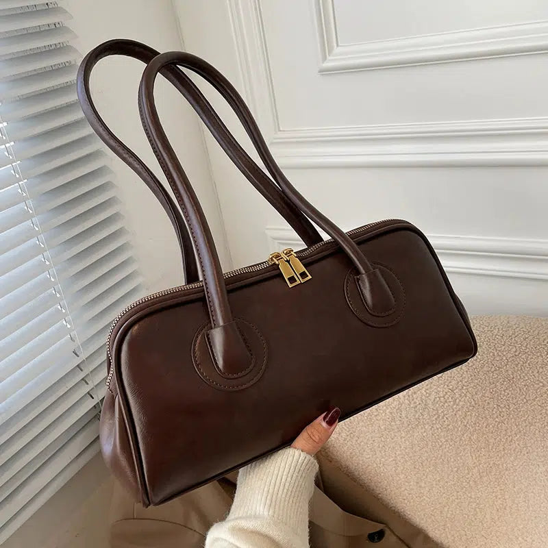 Twin Handles Leather Shoulder Bag