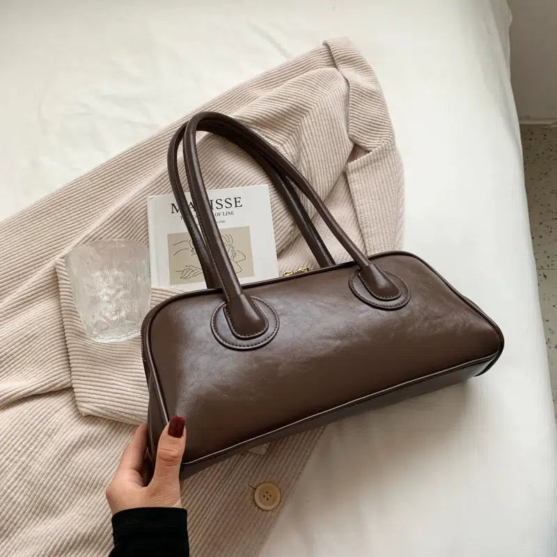 Twin Handles Leather Shoulder Bag