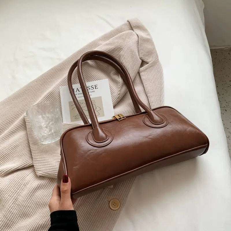 Twin Handles Leather Shoulder Bag