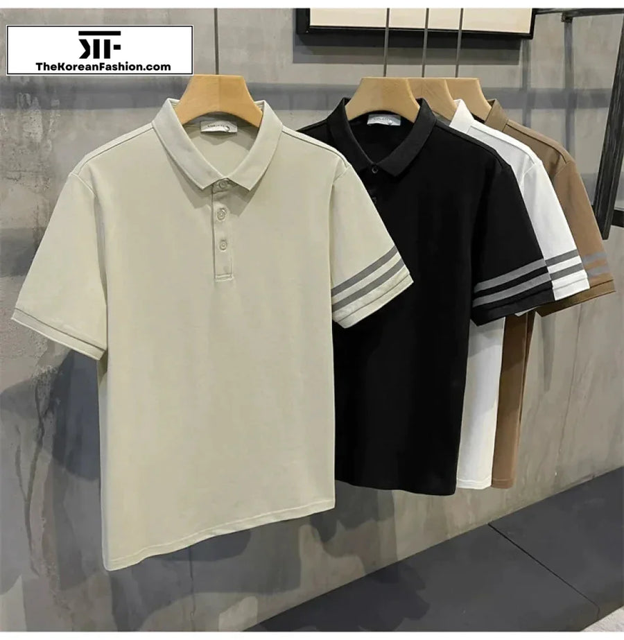 Two-bar Lapel Polo Shirt