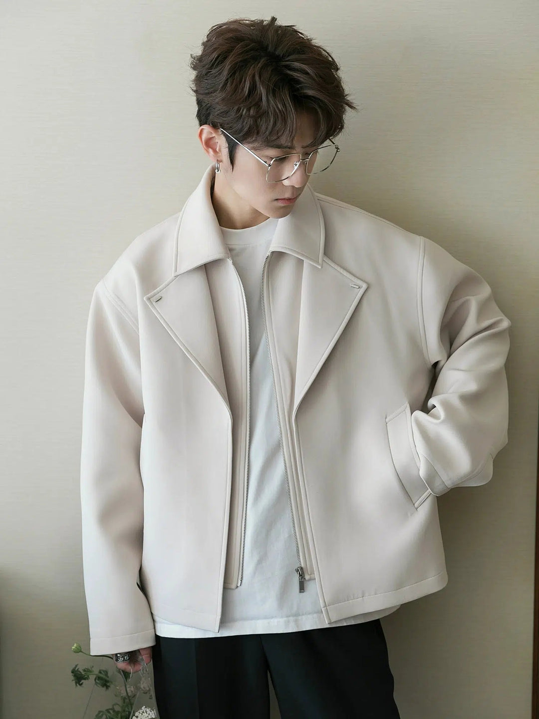 Two-piece Zip Lapel Wool Jacket