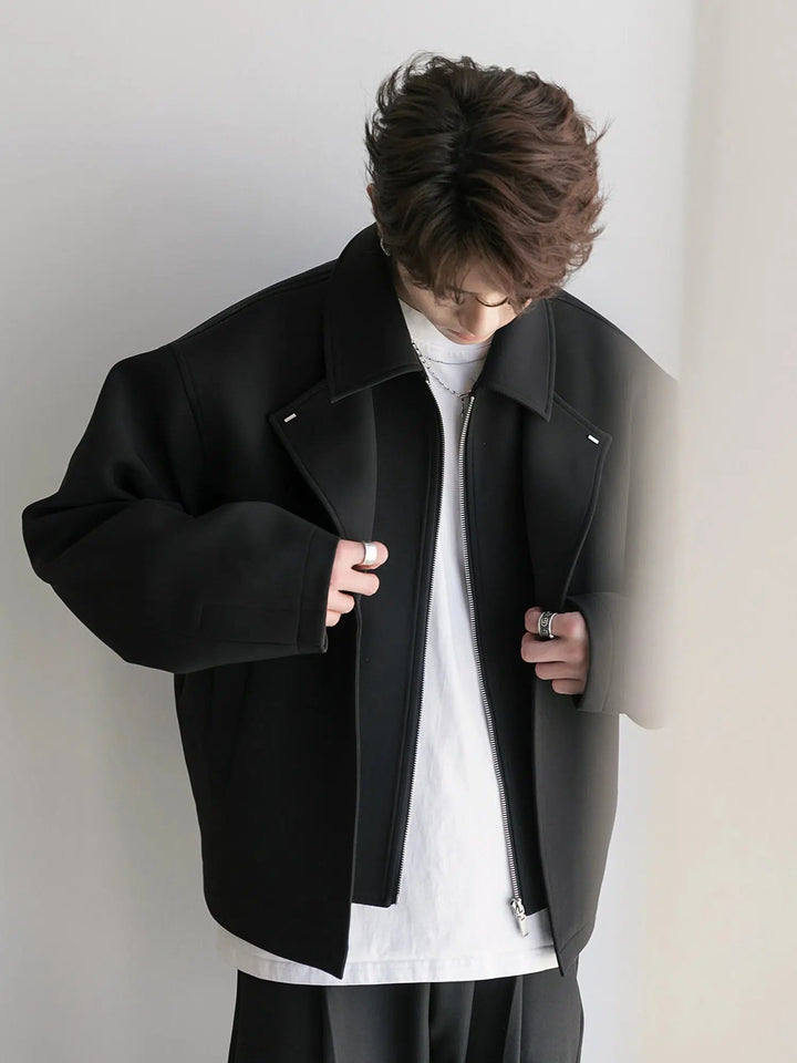 Two-piece Zip Lapel Wool Jacket