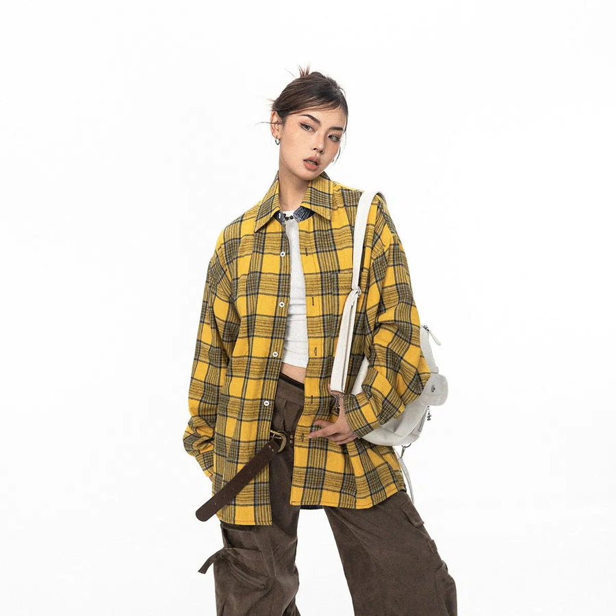 Two-sided Embroidered Plaid Shirt