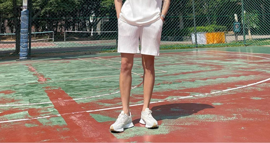 Unisex Pleated Texture Sports Suit