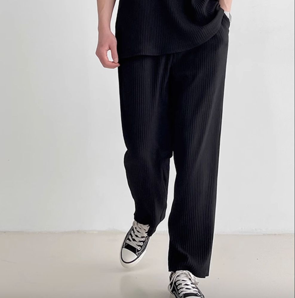 Unisex Pleated Texture Sports Suit