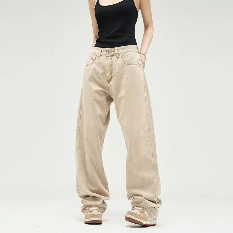 Unisex Retro Wide-leg Straight-leg Jeans