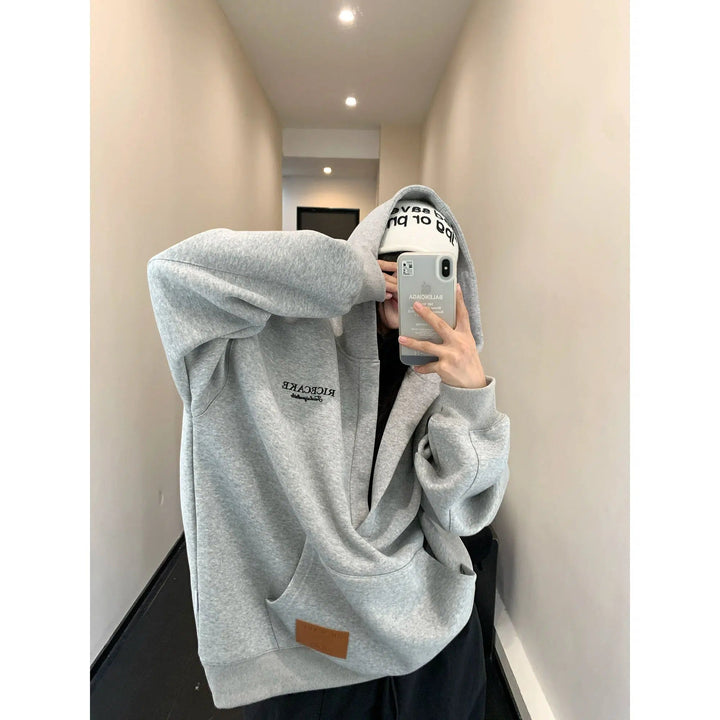 V-neck Oversized Kangaroo Pocket Hoodie