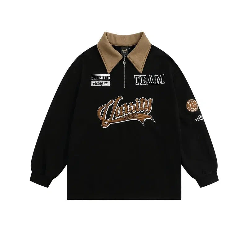 Varsity Style Patch Details Sweatshirt