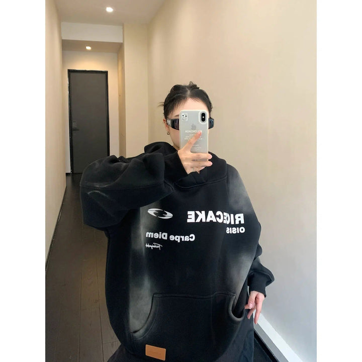 Velvet Oversized Graphic Hoodie