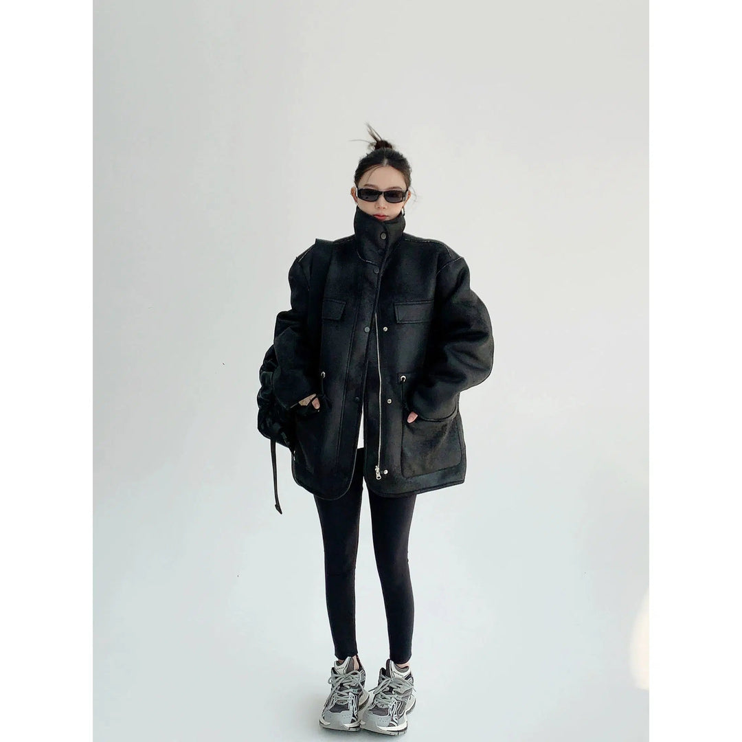 Velvet Oversized Shearling Coat