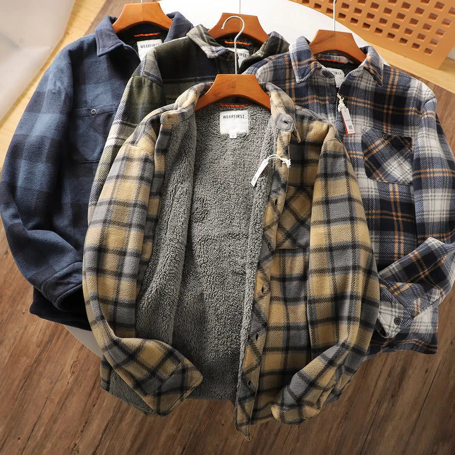 Velvet Plaid Fleece Flannel Jacket