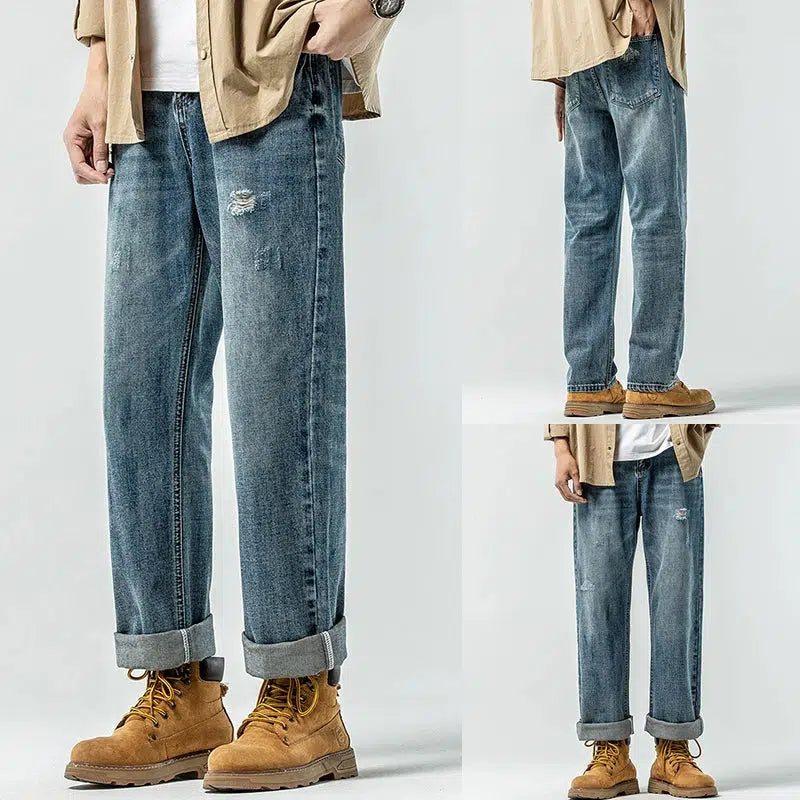 Versatile Blue Straight Leg Jeans