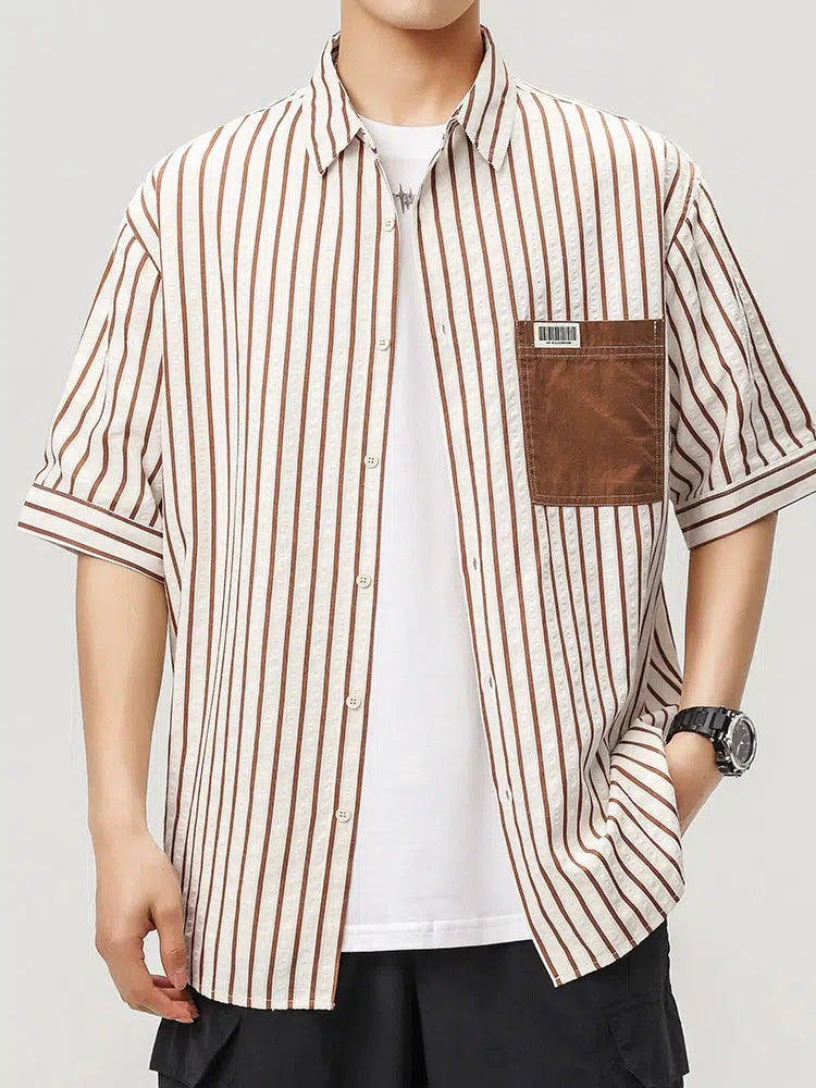 Vertical Striped Lapel Shirt