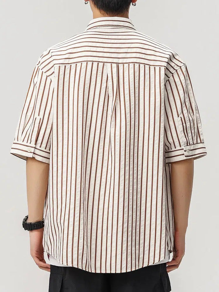 Vertical Striped Lapel Shirt