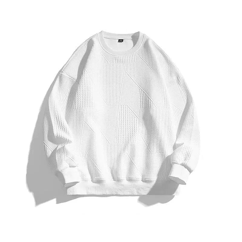 Waffle Texture Round Neck Sweatshirt