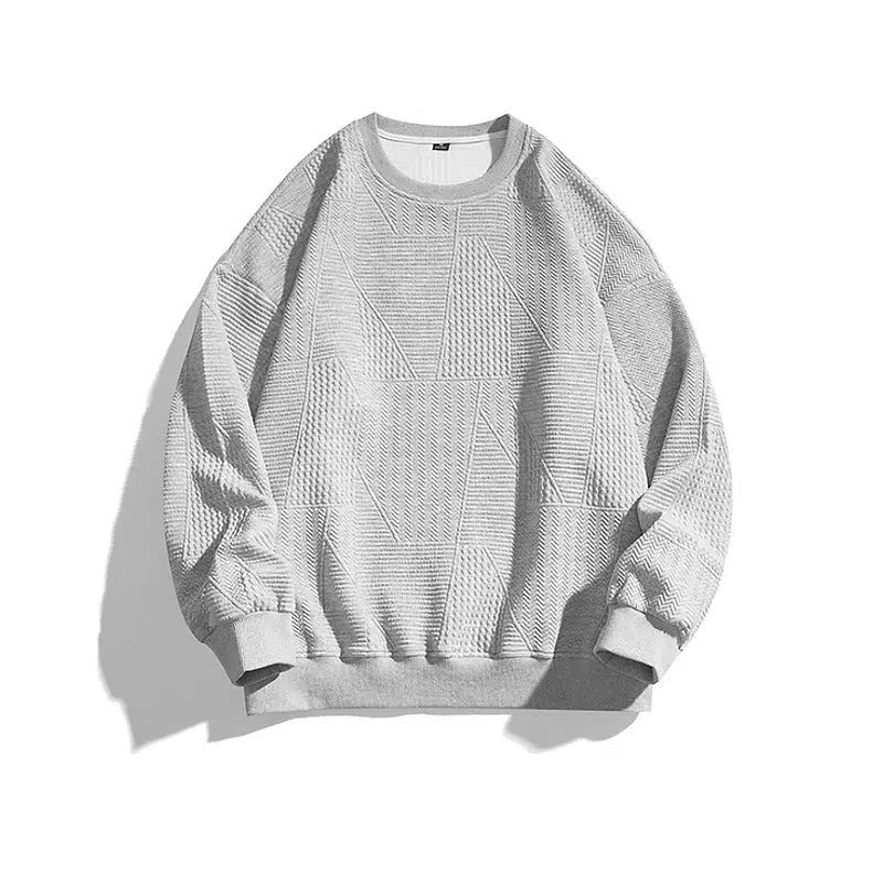 Waffle Texture Round Neck Sweatshirt