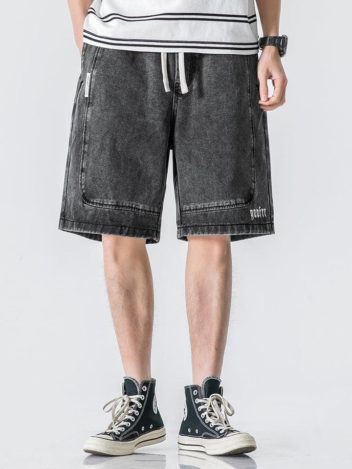 Washed Black Wide-Leg Denim Shorts