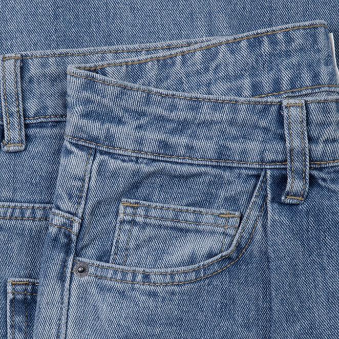 Washed Blue Mid-high Waist Jeans