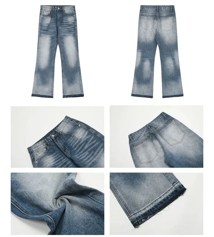 Washed Blue Straight Denim Pants