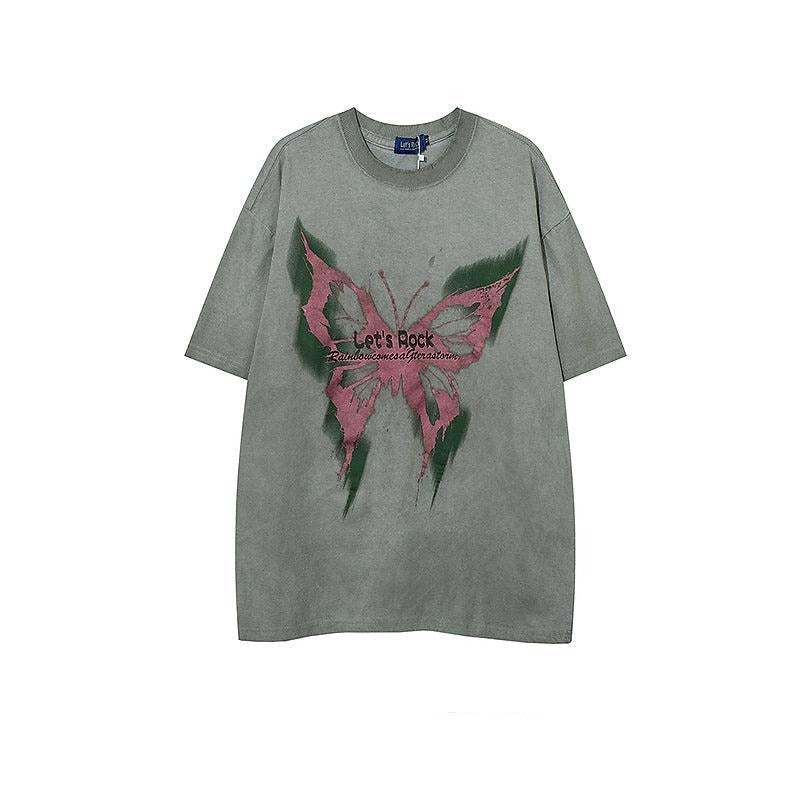 Washed Butterfly Print T-shirt