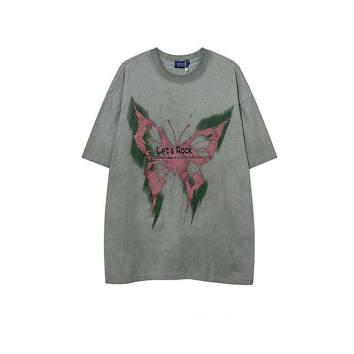 Washed Butterfly Print T-shirt