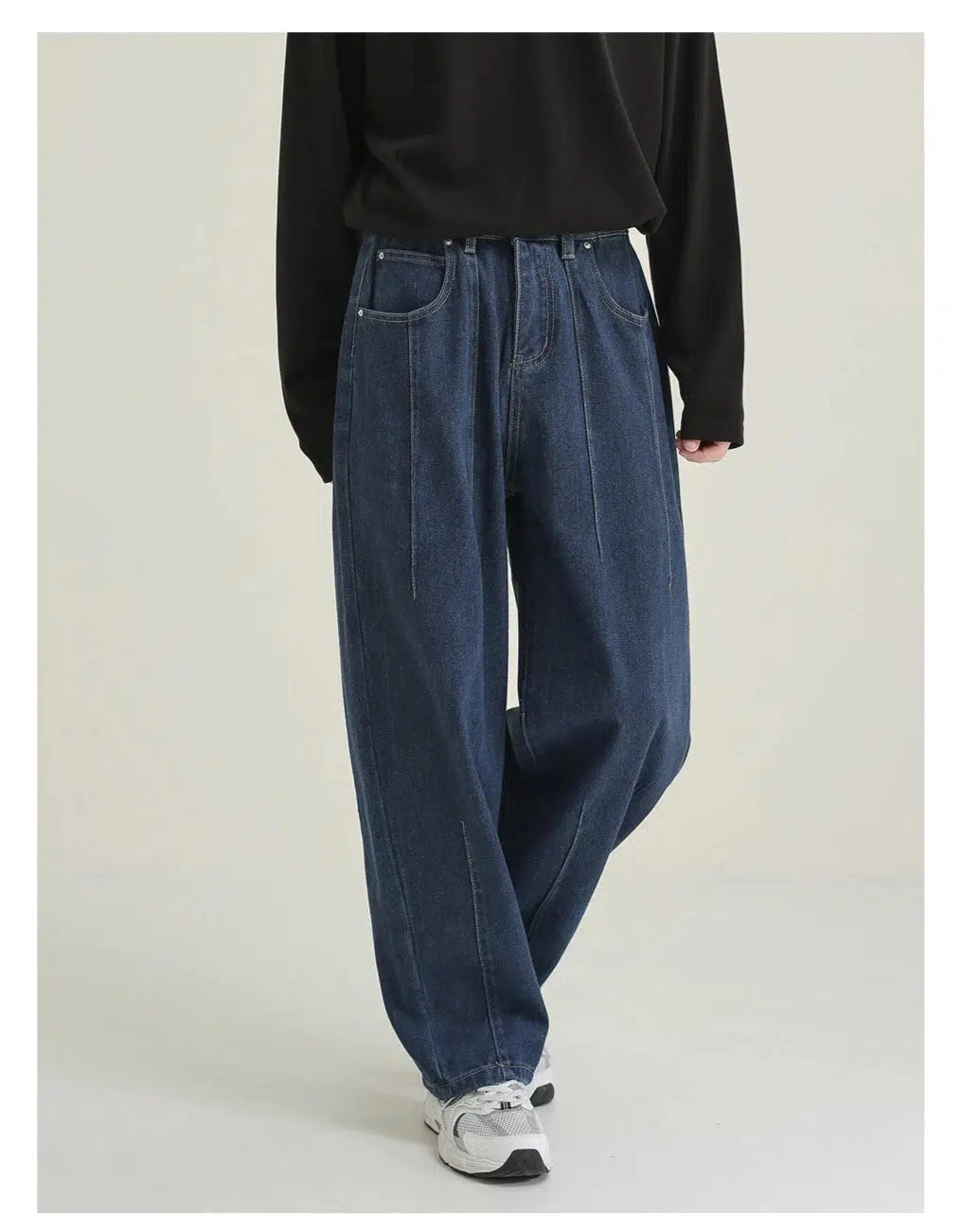 Washed Carrot Design Wide Leg Jeans