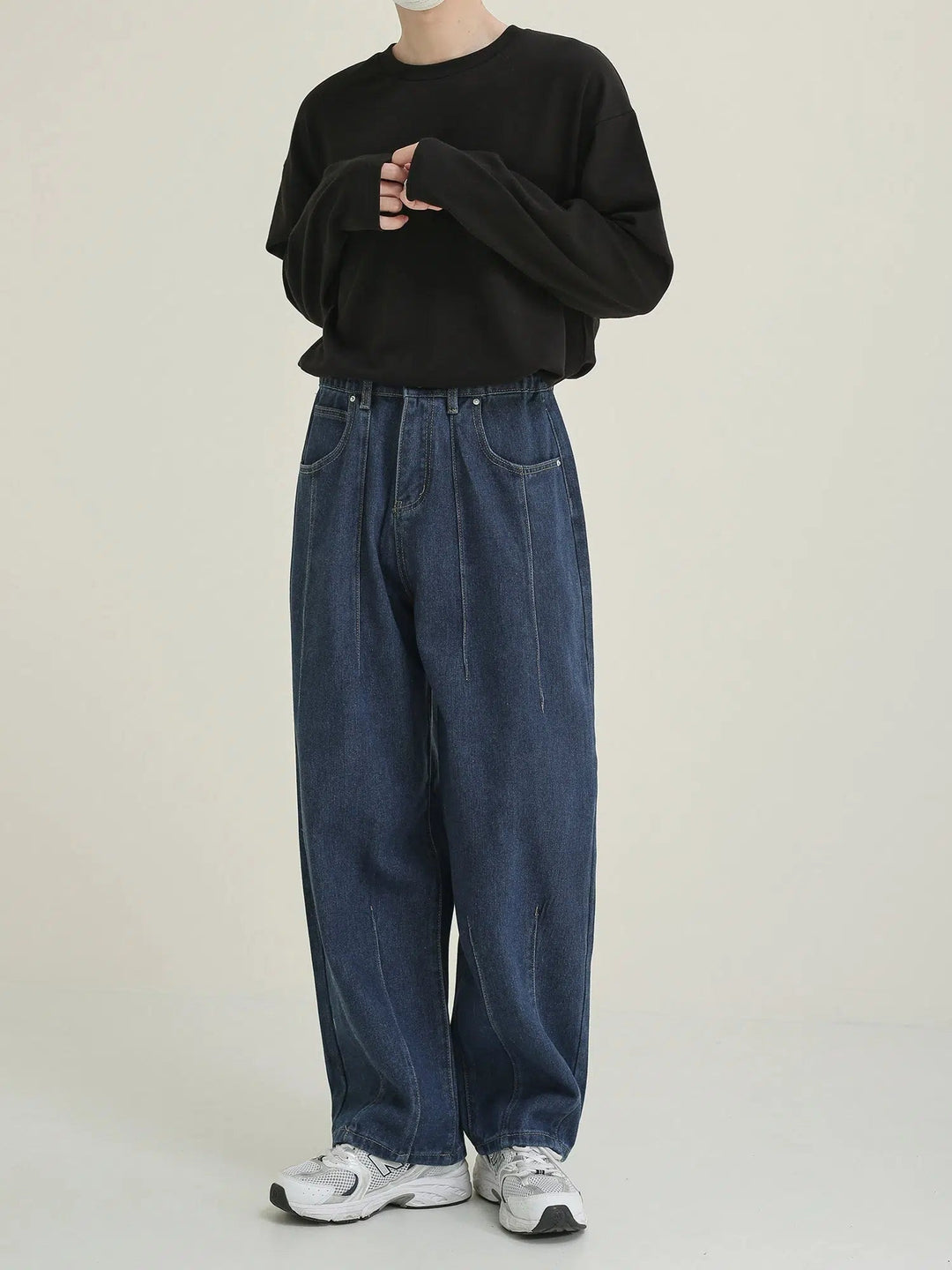 Washed Carrot Design Wide Leg Jeans