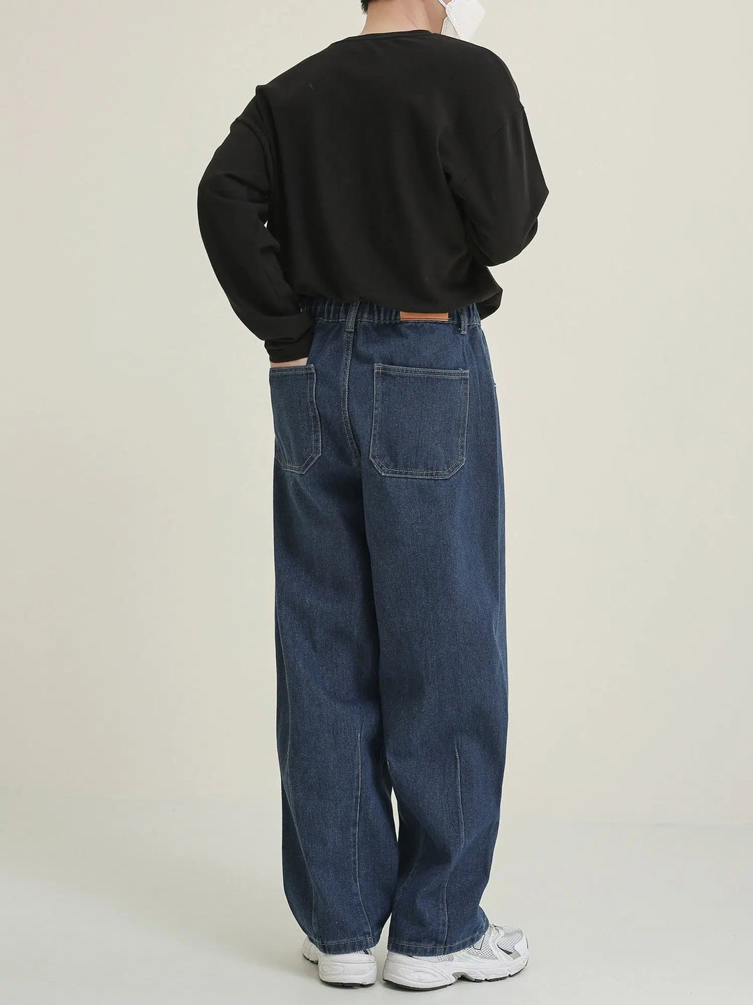 Washed Carrot Design Wide Leg Jeans