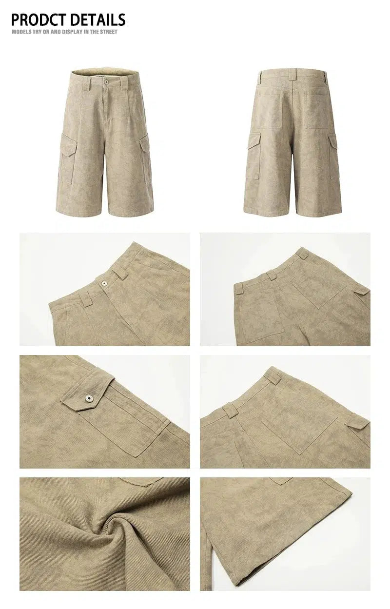 Washed Cropped Cargo Shorts