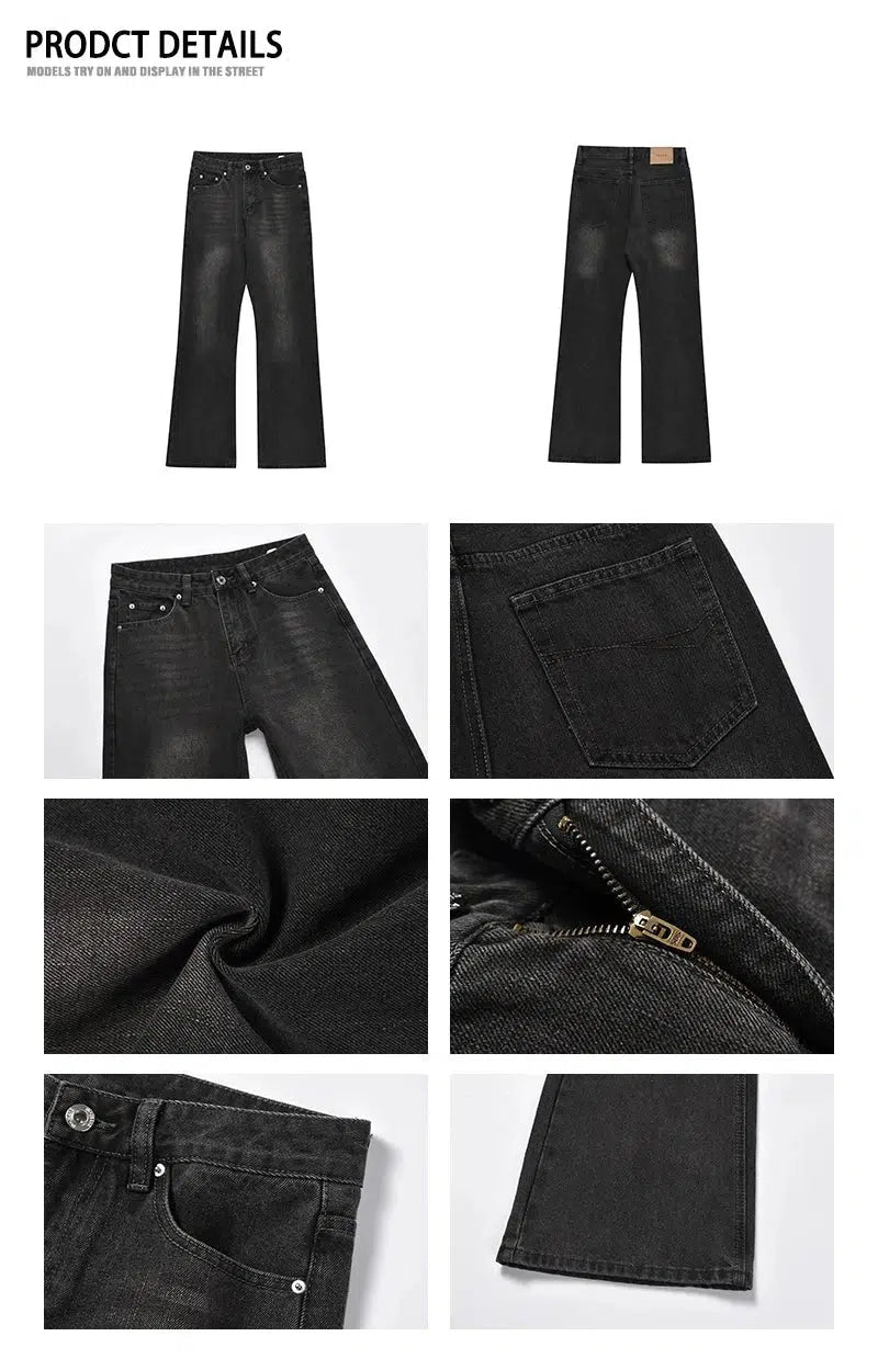 Washed Dark Gray Straight-leg Jeans