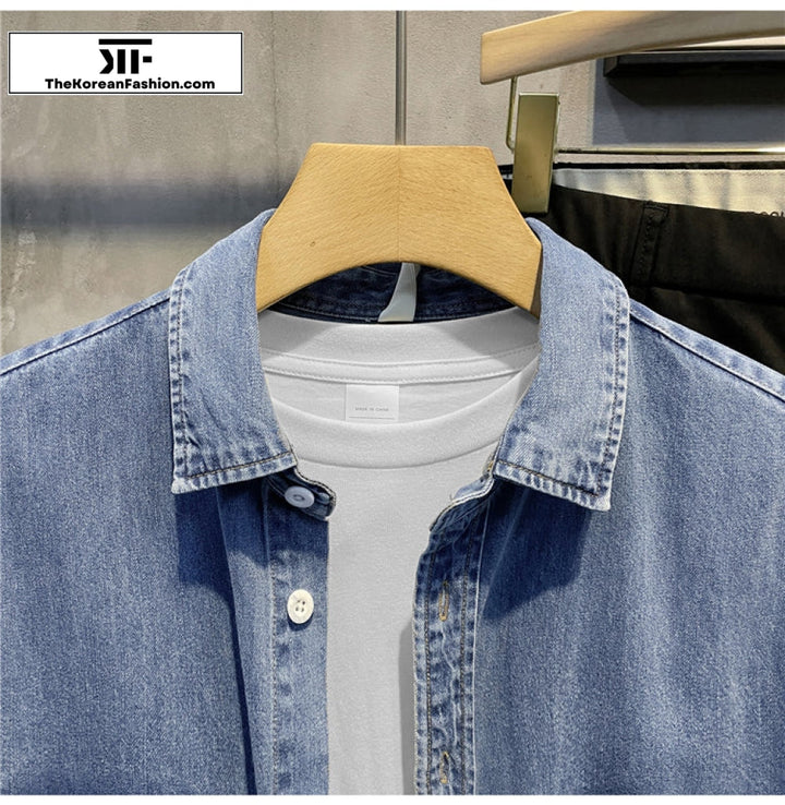 Washed Denim Shirt Jacket