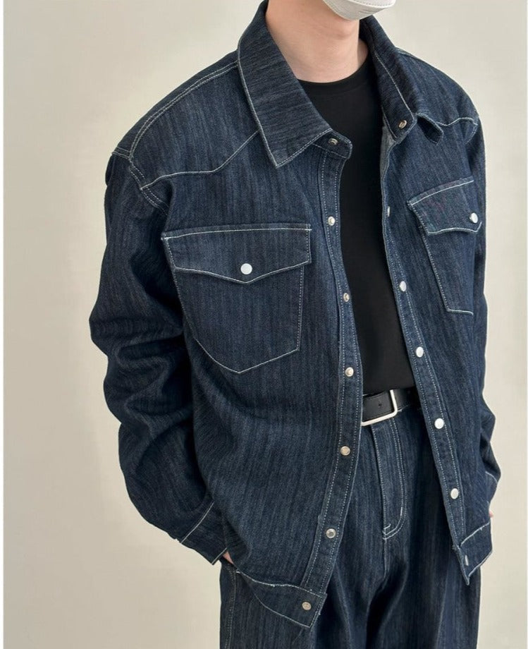 Washed Denim Tooling Style Suit