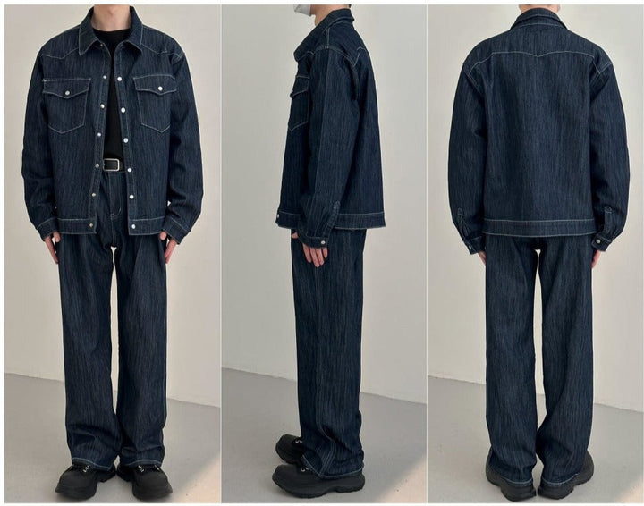 Washed Denim Tooling Style Suit