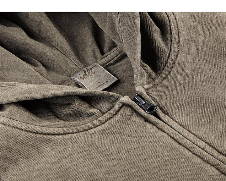 Washed Double-layer Zipper Hoodie