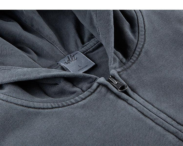 Washed Double-layer Zipper Hoodie