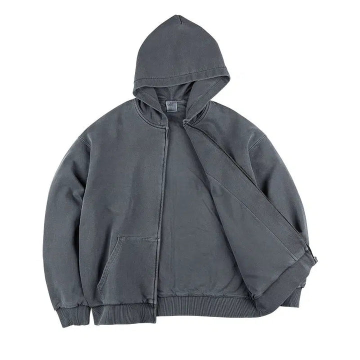 Washed Double-layer Zipper Hoodie