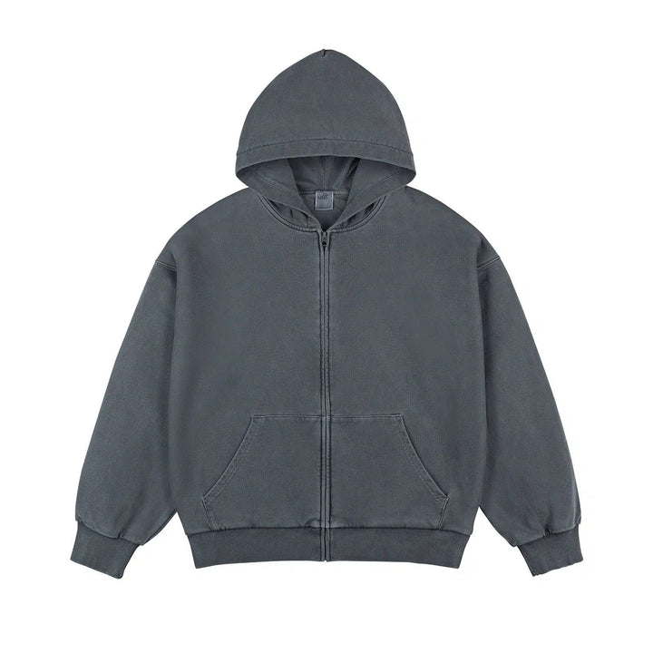 Washed Double-layer Zipper Hoodie