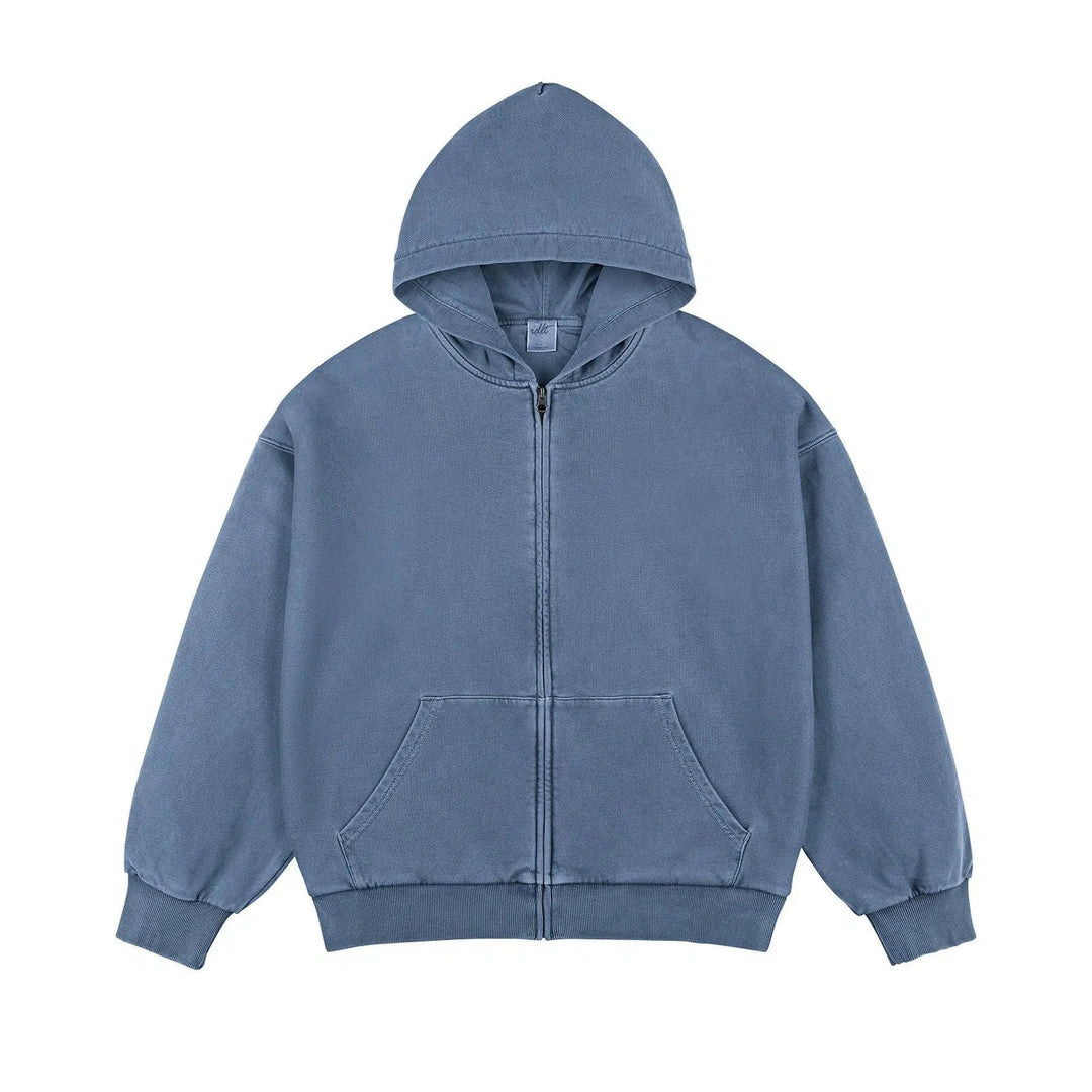 Washed Double-layer Zipper Hoodie