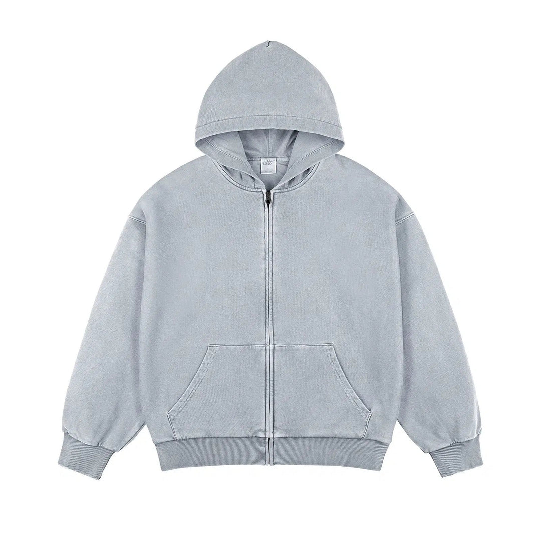 Washed Double-layer Zipper Hoodie