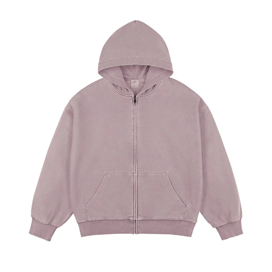 Washed Double-layer Zipper Hoodie